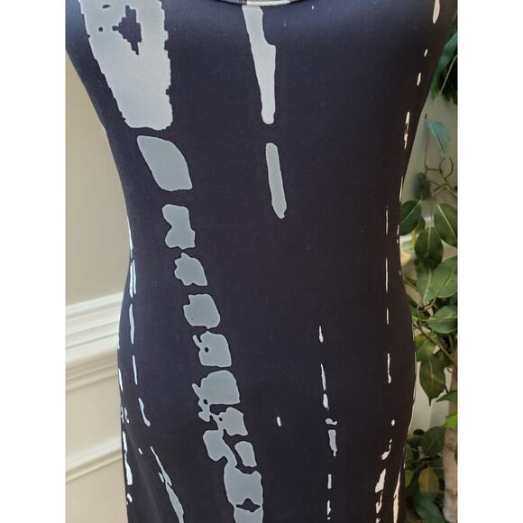 Women's Camisole Dress Medium Black Tie Dye Print Sleeveless Stretch Round Neck - Picture 8 of 11